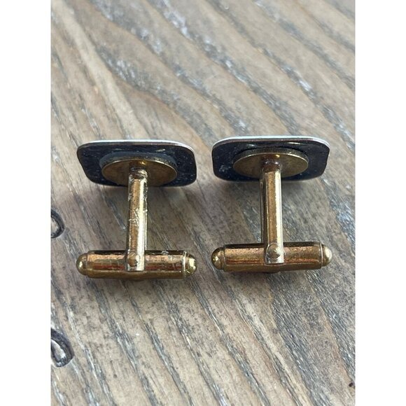 Vintage Hand-Painted Floral Porcelain Cufflinks, White Pink Green - Picture 3 of 6